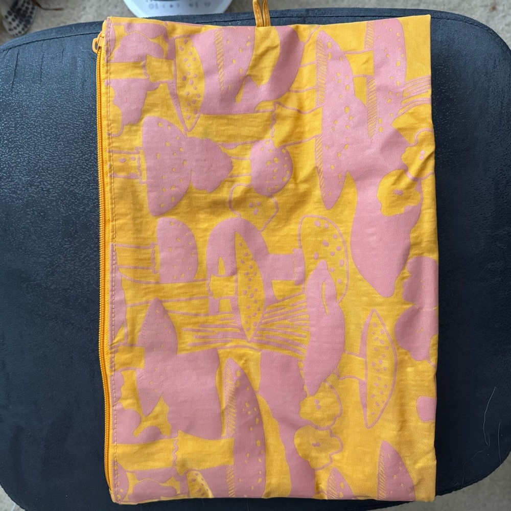 Pink and Yellow Mushroom Print Pouch